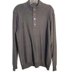 Men's Brown Quarter Button Knit Pullover Tricots St. Raphael Sweater Size M